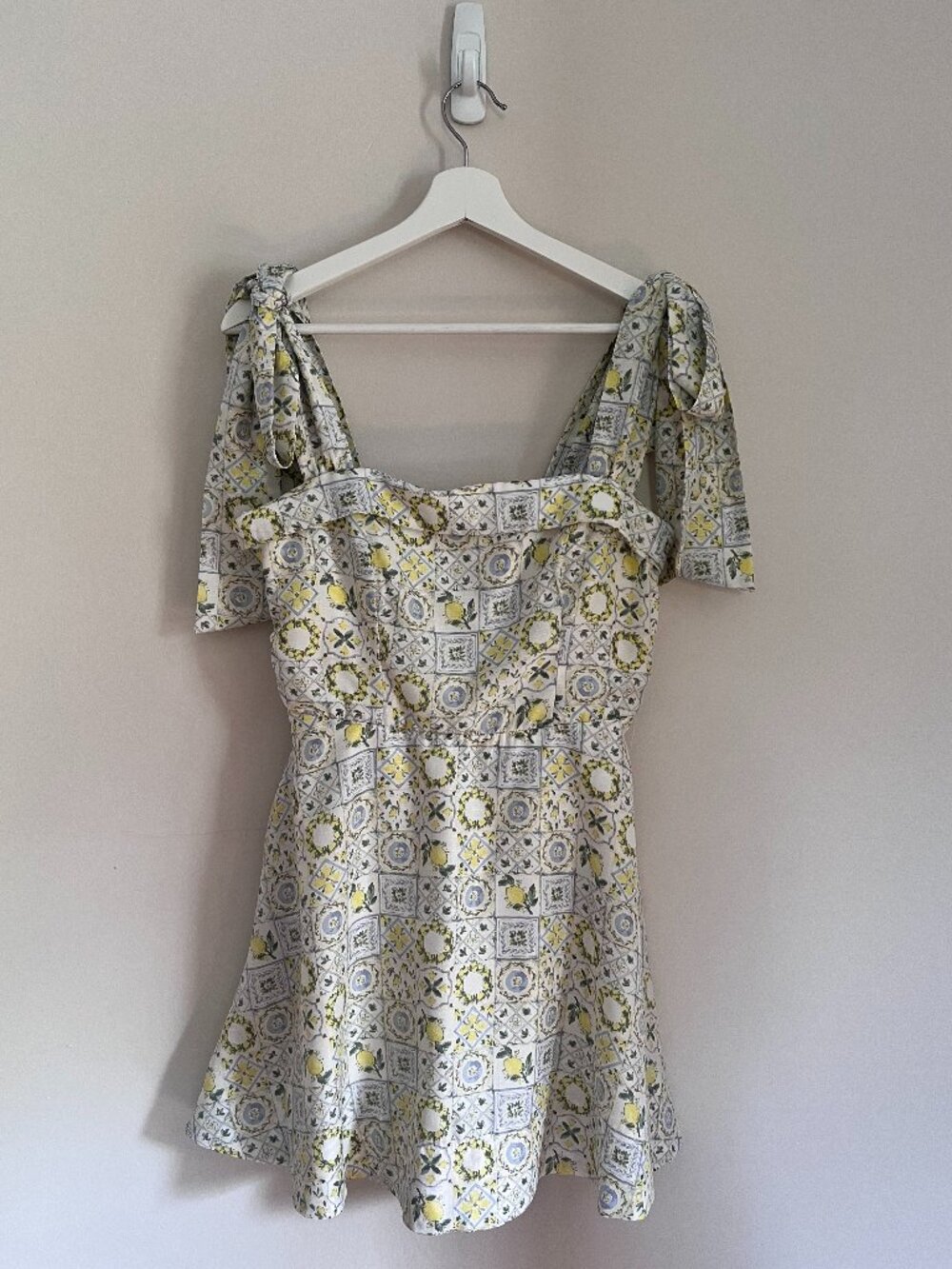 Francesca’s Sun Dress | Blue, White & Yellow | Lemons | Women’s Size M